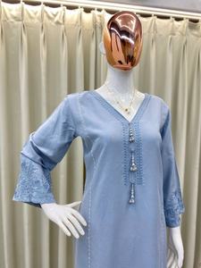 Tendencia chica adulta Salwar Kameez hermoso trabajo de bordado con Latkhan para fiesta 2 uds ropa para correr - Product Image 5