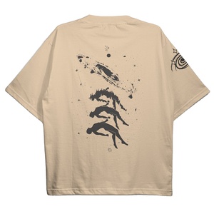 Camiseta de Manga Corta Beige Extra Grande para Hombre, Cuello Alto, Estampado Digital, Formal, 100% Algodón Tejido - Product Image 2