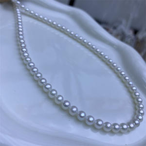 Collier en perles d'eau douce naturelles de 4-5 mm, blanc brillant, Akoya, semi-fini, chaîne de clavicule, collier de perles presque fini, vente en gros - Product Image 2