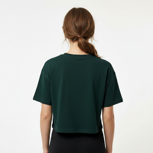 Women Summer Black <b>Cropped</b> T-Shirt Boxy Fit Short Sleeve 100% Cotton Casual Streetwear Wholesale Custom Logo OEM Service - Product Image 2