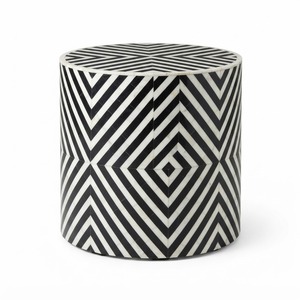 Mesa de Centro Moderna con Incrustaciones de Hueso Azul, Mesa de Café Hexagonal con Ilusión Óptica Geométrica, Mesa de Cóctel Hecha a Mano con Incrustaciones de Madera y Resina - Product Image 4