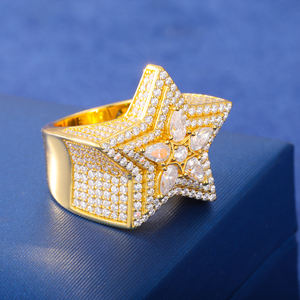 แหวนเพชรรูปดาวทองคำแท้ 18K สำหรับผู้ชาย เพชรทรงลูกแพร์สี D ของแท้ เครื่องประดับหรูหราสำหรับงานปาร์ตี้ - Product Image 3