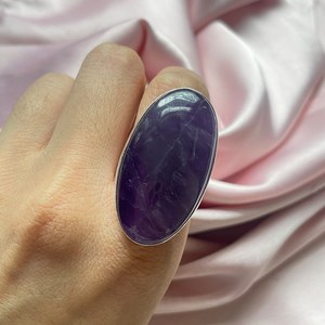 Bague en améthyste faite à la main, en argent sterling 925, grande pierre précieuse, bijoux de luxe, bague élégante, cadeau pour femme, bijoux fins - Product Image 1