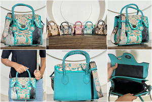 Nouveau sac à main mini-sacoche en cuir de vachette personnalisé et gravé pour femme, motif floral 2026, sac bandoulière sculpté, sac fourre-tout en cuir de vachette à poils - Product Image 3