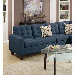 Divano Sezionale Modulare Navy in Polifibra 4 Pezzi per Soggiorno, con Divanetti LF AF, Cuscini Trapuntati, Poltrona Angolare e Poltrona Senza Braccioli - Product Image 2