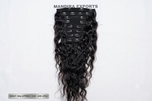 Extensions de cheveux humains vierges indiens 100% naturels, non traités, cuticules alignées, double trame, à clipser, bouclés (noir naturel) - Product Image 5