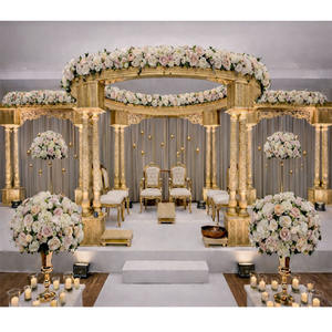 Mandap Triveni Redondo Sutil para Bodas Indias, Mandap de Tres Pilares Económico, Ideas de Mandap Tradicional de Fibra para Bodas en California - Product Image 1