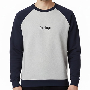 เสื้อสเวตเชิ้ตแขนราแกลน คอกลม ผ้าคอตตอนฟลีซ สีบล็อก สไตล์ลำลอง สตรีทแวร์ หนานุ่ม สำหรับผู้ชาย - Product Image 1