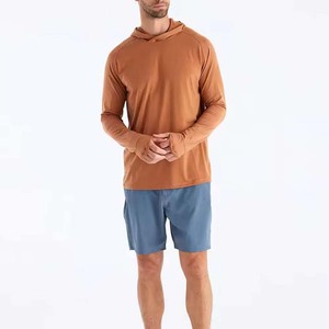 <b>Men's</b> Hooded Long Sleeve Shirt Solid Color Moisture Wicking Polyester Regular Fit All Seasons <b>Pullover</b> Top - Product Image 2