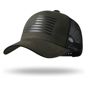 Gorra Trucker Unisex con Bandera Americana, Negra y Blanca, de Malla Ajustable, de 6 Paneles, Estilo Casual, con Panel Frontal con Estampado Metálico - Product Image 4