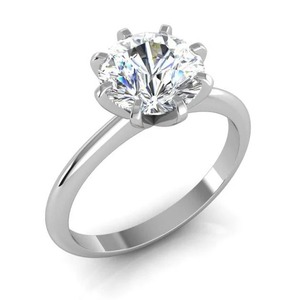 Anillo Solitario de Diamante Natural Extraído de la Tierra, Corte Antiguo, 2 Quilates, Oro Blanco Clásico de 14K - Product Image 1