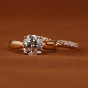 2.00 Carat Round Cut Lab Grown Diamond Solitaire Engagement Ring Matching Round Diamond half eternity <b>Wedding</b> Band Bridal Rings - Product Image 1