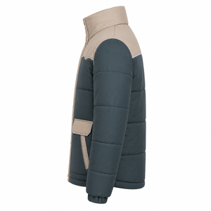 Chaqueta Acolchada de Invierno para Hombre, Estilo Urbano, con Bloques de Color, Cuello Alto, Detalles Reflectantes y Cremallera, Venta al Por Mayor - Product Image 2