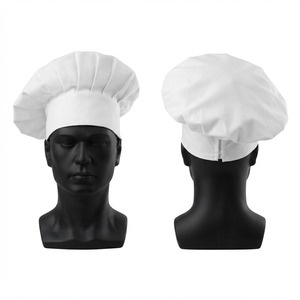 Casquette de Chef en Polyester Coton Premium 110 GSM Blanche à Panneaux Plissés Chapeau de Cuisine Broderie Logo Personnalisé Réglable Professionnel - Product Image 1