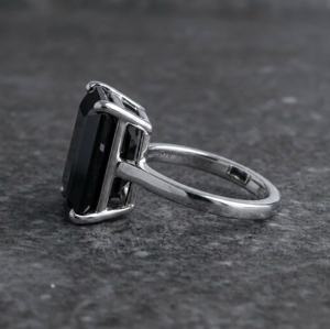 Hot Selling Handmade Black Onyx Gemstone 10x16mm Octagon Shape Prong Setting <b>Emerald</b> Cut Signet <b>Ring</b> For Father's Day Gift - Product Image 2
