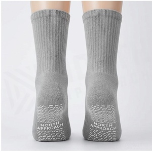 Crew <b>Socks</b> Solid Gray 100% Cotton Breathable Knitted for Adults Casual Daily Wear Autumn Season - Product Image 2