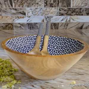 ชามไม้เนื้อแข็งทำมือสำหรับเสิร์ฟสลัดและผลไม้ - Product Image 3