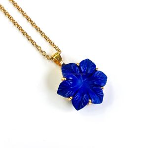 Colgante de Flor de Lapislázuli AAA Tallado a Mano, Collar de Flor de Cristal para Mujer, Colgante de Piedra Preciosa, Joyería Hecha a Mano - Product Image 1