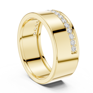 Anillo de Oro Amarillo de 14K con Diamante Cultivado en Laboratorio, Corte Brillante Redondo Clásico para Hombre, Brillo Eterno, Banda de Canal con Firma Distintiva - Product Image 1