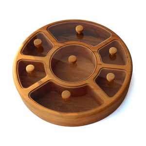 Premium Quality Acacia Wood Metal Handcrafted Spice <b>Box</b> <b>Masala</b> Dabba Acrylic Lid 3 Compartments Leak Proof Food Grade - Product Image 2