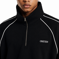 Veste de survêtement unisexe noire à capuche, coupe oversize, 100 % coton French Terry, tenue décontractée d'automne, impression numérique brodée