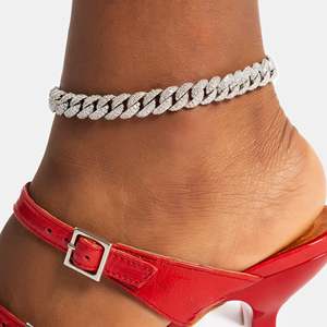 Tacones de Mujer Rojos de Charol con Tiras, Hebillas de Plata 925, Cadena Cubana para Tobillo, Estilo Hip Hop, Rosa - Product Image 2