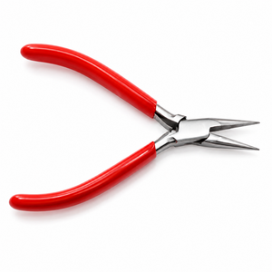 Pince à bec effilé professionnelle en acier inoxydable pour la fabrication de bijoux, avec poignée confortable rouge pour la création de boucles de fil et le travail de perlage - Product Image 1