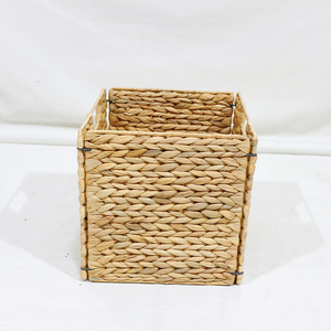 Hot Selling Eco-Friendly Modern Rectangular <b>Plastic</b> Rattan Woven Storage <b>Basket</b> Handle Stackable Storage Organizer for Living - Product Image 3