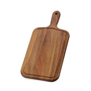 Tabla de cortar redonda de bambú con mango, acabado natural, tabla de cortar de madera de acacia para cocina - Product Image 2