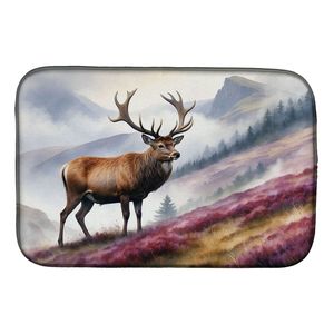 Highland 14X21 \ "Estera de secado de platos multicolor Almohadilla de escurridor de encimera de cocina absorbente con diseño de ciervo rojo - Product Image 1