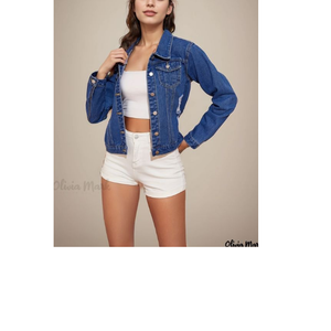 Vente chaude de haute qualité femmes XL longue veste en jean bleu régulier lavé matelassé imprimé automne Standard pour grande taille - Product Image 2