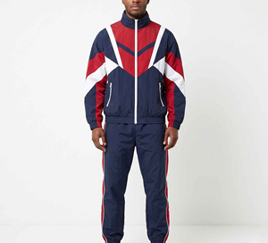 Conjunto Deportivo 2 en 1 para Hombre, Impermeable, con Bloques de Color, Cierre de Cremallera, Estilo Deportivo, Secado Rápido, Chaqueta y Pantalones de Nailon - Product Image 1