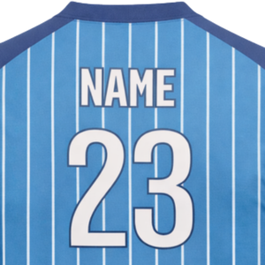 Camiseta de Béisbol Personalizable con Rayas Azules y Cuello en V, Nombre del Equipo y Número del Jugador Personalizados, para Ropa Deportiva y Uniformes Masculinos - Product Image 6