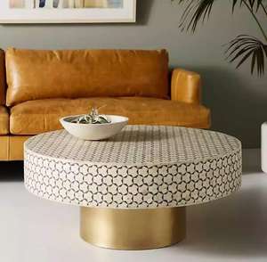 Table d'appoint en résine faite à la main avec incrustations, forme personnalisée, mobilier de salon haut de gamme pour la maison, table basse, artisanat en résine - Product Image 1