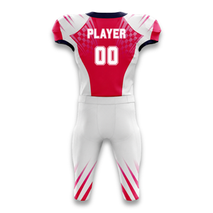 Custom wholesale Men's American Football Jersey Red White Checkered Sublimated <b>Moisture</b> Wicking Fitted Sport Apparel - Product Image 2