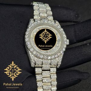 นาฬิกาเพชรหรูสำหรับผู้หญิง Pahal Jewels ตัวเรือนสแตนเลสขนาด 40 มม. ระบบอนาล็อก Miyota เครื่องกลไก หน้าปัดแซฟไฟร์คริสตัล - Product Image 3