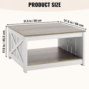 Tavolino da Caffè Moderno 80 cm in Stile Rustico con Vano Portaoggetti Aperto, Tavolo da Cocktail in Legno per Soggiorno - Product Image 6