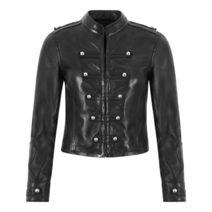 Chaqueta de Mujer Personalizada 100% Cuero Genuino de Oveja Napa, con Tachuelas, Negra, Corte Ajustado, Chaqueta de Moda, Fabricante Mayorista OEM ODM - Product Image 1