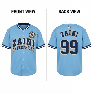 Premium 180 GSM Interlock Polyester Men <b>Baseball</b> Jersey Sky Blue Navy Custom Sublimation Embroidery Tackle Twill Logo - Product Image 1