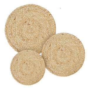 Wholesale Classic Natural Bamboo Round Woven Water Hyacinth Seagrass and Rattan <b>Placemats</b> Classic Style Woven <b>Wicker</b> <b>Placemat</b> - Product Image 1