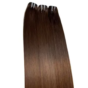 100% bất Trinh Việt mượt thẳng nâu sợi ngang phần mở rộng tóc, chất lượng cao và độ dài khác nhau
