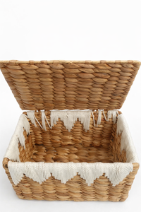 REINA Handwoven Water Hyacinth Storage <b>Box</b> With Lid Natural Woven Organizer Basket Home Decor Eco Friendly - Product Image 2