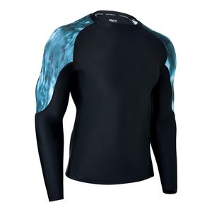 Maillot de bain à manches longues pour homme, compression, noir et gris imprimé, séchage rapide, UPF50+, respirant, pour adulte - Product Image 4