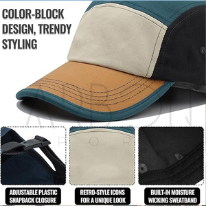 Nouvelles casquettes 5 panneaux ajustables en nylon imperméable pour sports de plein air, colorées, personnalisées, de haute qualité, pour adultes, idéales pour l'été. - Product Image 5
