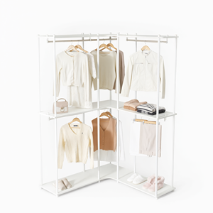 Organizador de Almacenamiento Modular para el Hogar, con Marco Metálico, Modelo 2200 Corner, Color Blanco/Plateado, Minimalista, Independiente, con 4 Estantes - Product Image 2