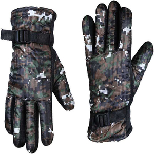 Premium Customized Waterproof Split Finger Brown Unisex Zipper Pocket Drawcord <b>Ski</b> <b>Gloves</b> Polyester Oxford Fabric for Skiing - Product Image 1