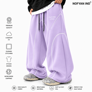 Fabricant de pantalons de survêtement amples et surdimensionnés de haute qualité, vente en gros, coton épais, jambes larges, fournisseur OEM ODM - Product Image 1