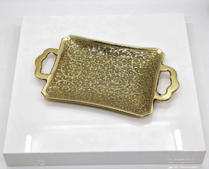 Bandeja de Almacenamiento Decorativa para el Hogar, de Grado Comercial, Ecológica, de Aluminio, para Servir Aperitivos, Forma Rectangular, Color Dorado - Product Image 2