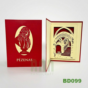 Pezenas Card 3D Pop-up Building Greeting Card Big Wheel <b>Handmade</b> Offset Printing <b>Paper</b> Souvenir Vietnam Birthday New Year - Product Image 3