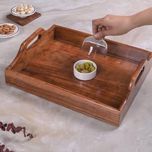 Élégant plateau en bois d'acacia fait à la main avec poignées intégrées Service en bois naturel pour cuisine salle à manger ferme ou usage décoratif - Product Image 6